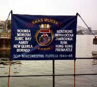 HMAS Mildura's banner at Morts Dock Sydney